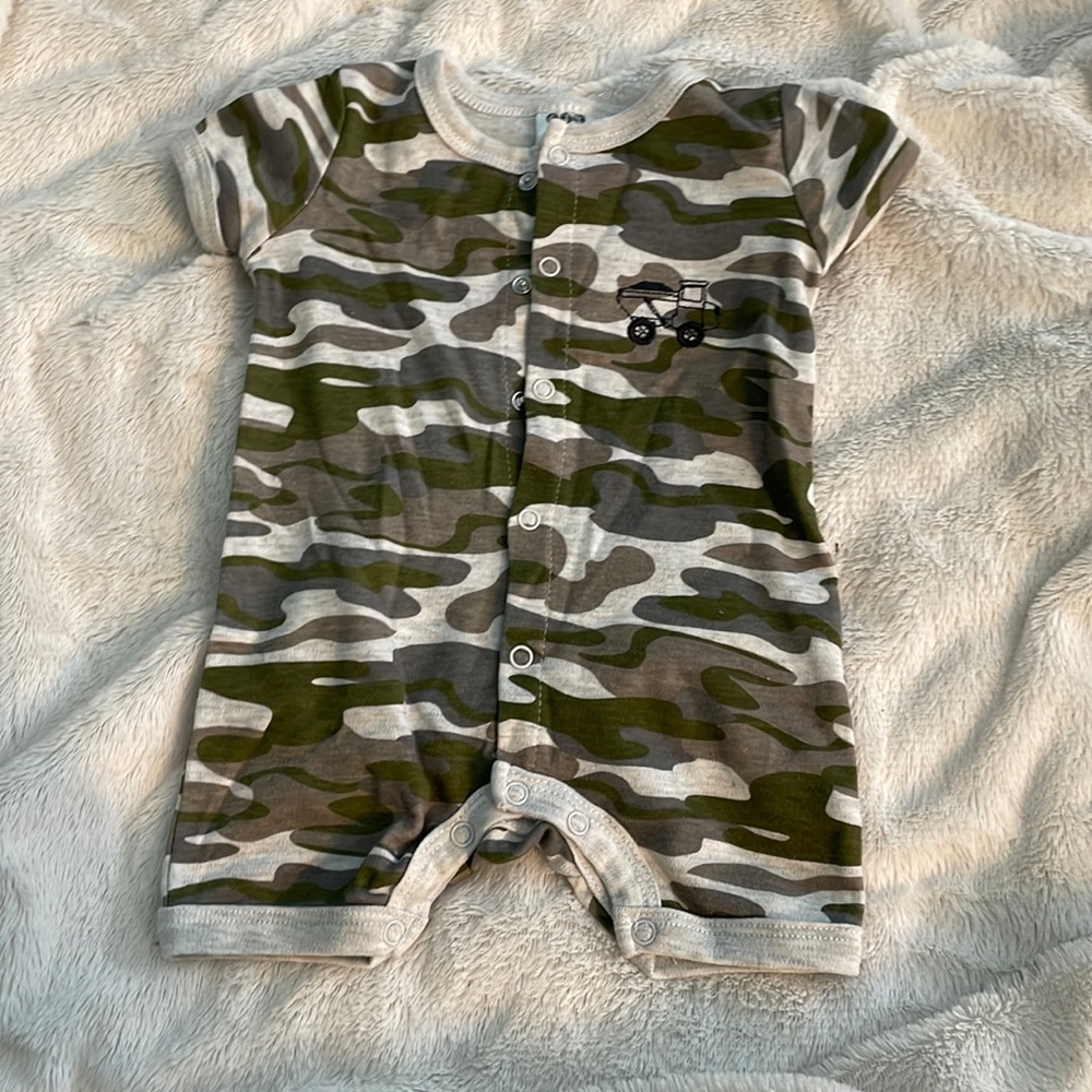 0-3 months camouflage onesie.